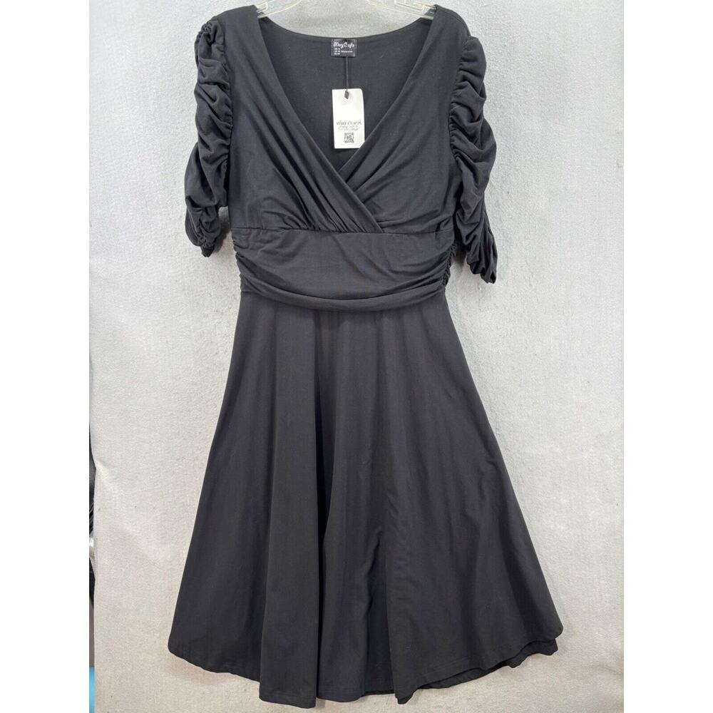 Mary Crafts Dress Womens Sz 14‎ Ruffled Ruched Gathered Fitted Jersey Knit Midi